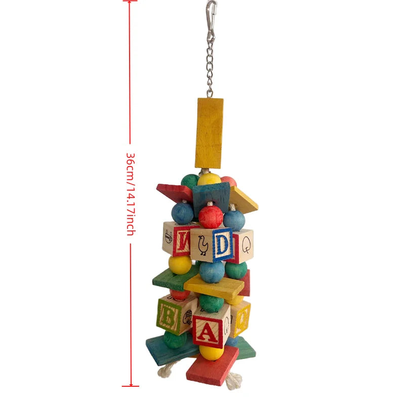 Large Parrot Natural Wood Block Toy