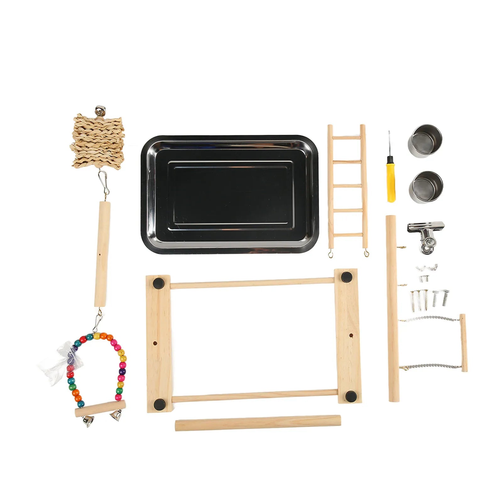 Wood Parrot Playstand with Cups