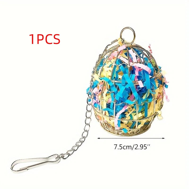 Metal Cage Shaped Foraging Toy - Interactive Treat Holder for Parrots