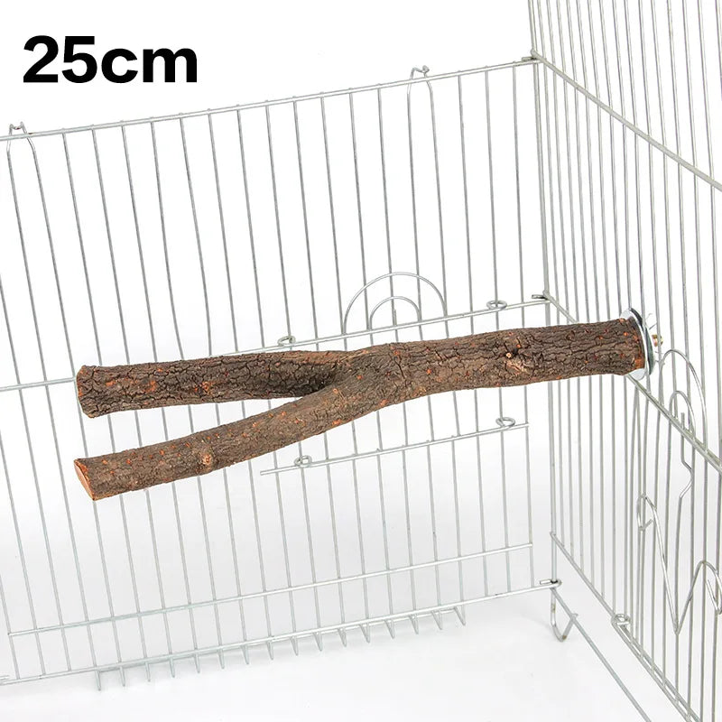 Natural Wood Bird Perch - Tree Branch Stand for Cages