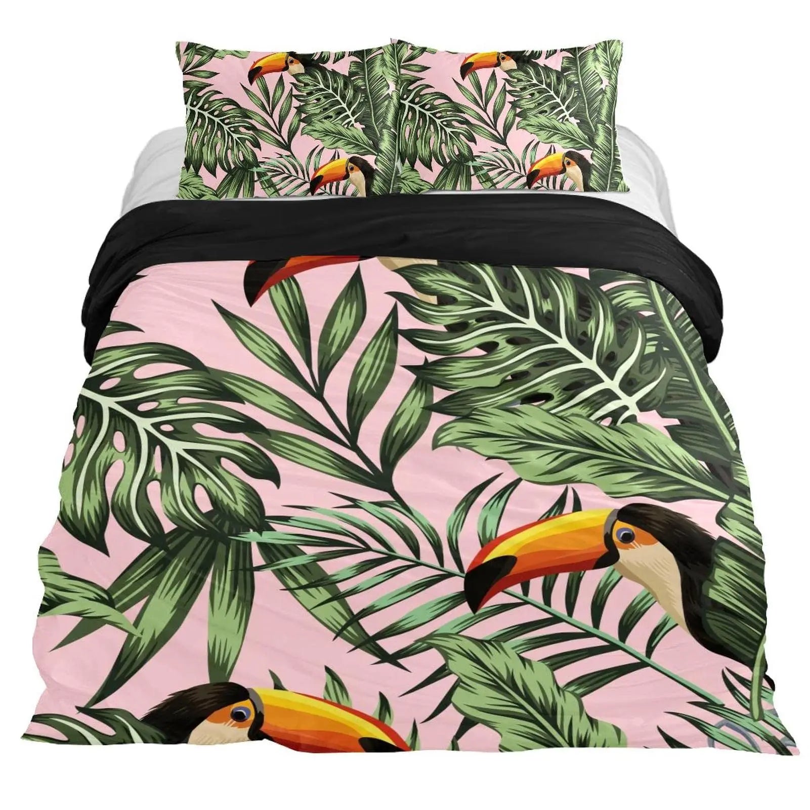 Tropical Parrot Bedding Set - 3 Piece Duvet Cover with Pillow Shams
