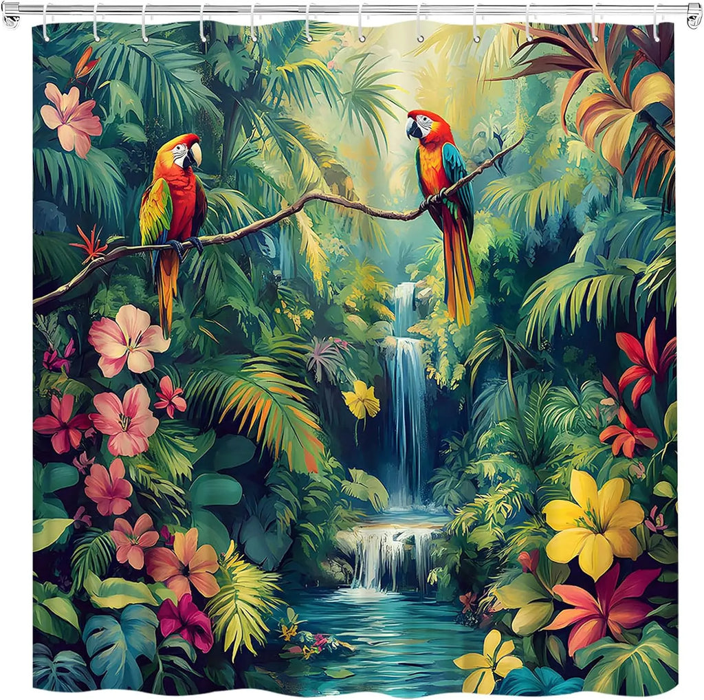 Jungle Parrot Shower Curtain