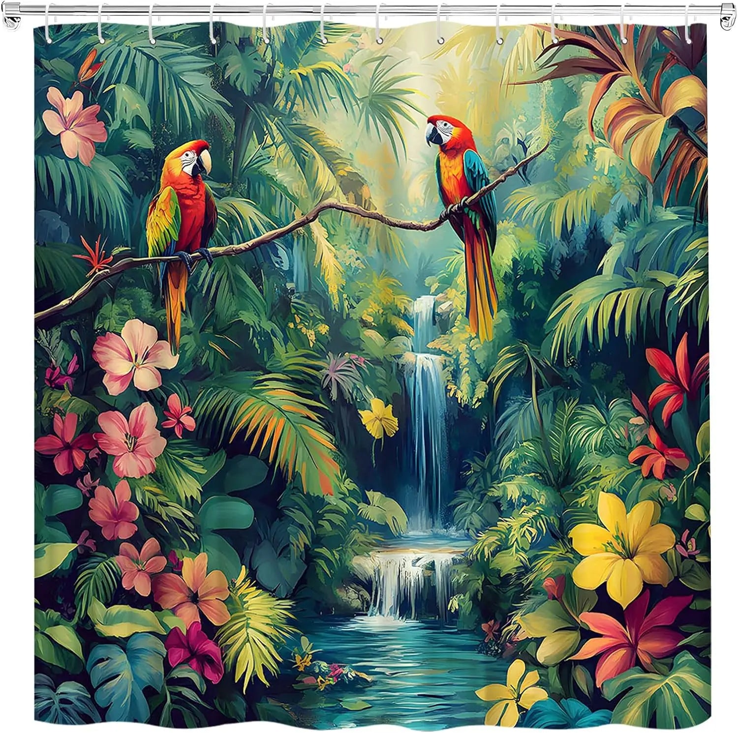 Jungle Parrot Shower Curtain