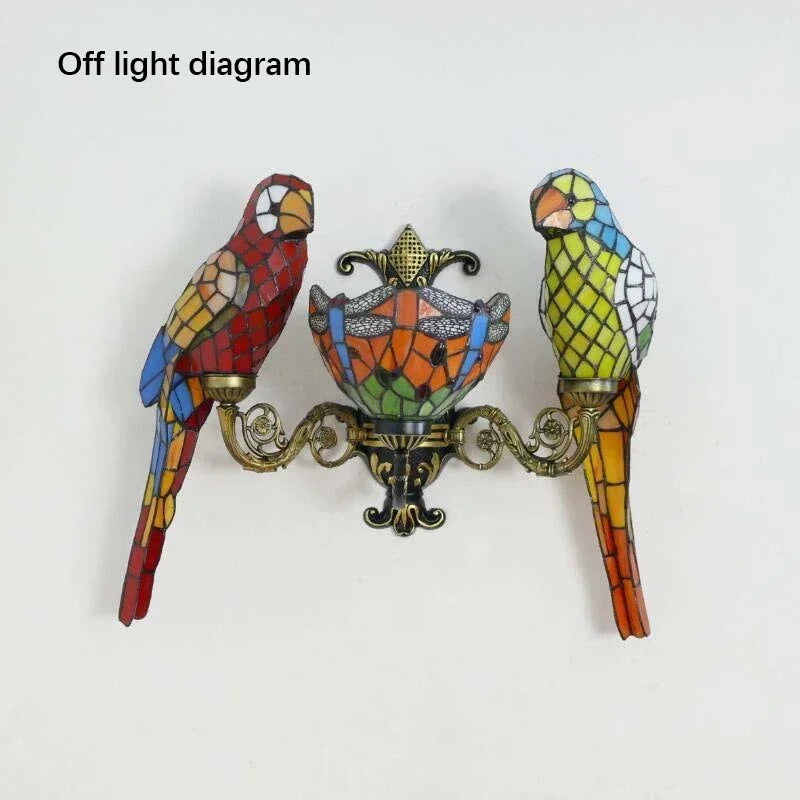 Tiffany Stained Glass Parrot Wall Lamp