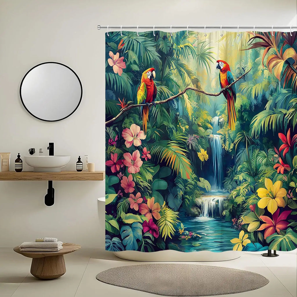 Jungle Parrot Shower Curtain