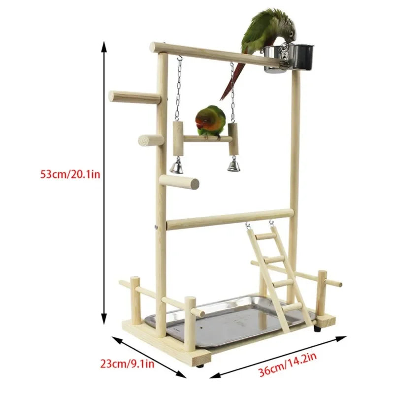 Wooden Parrot Playstand Gym