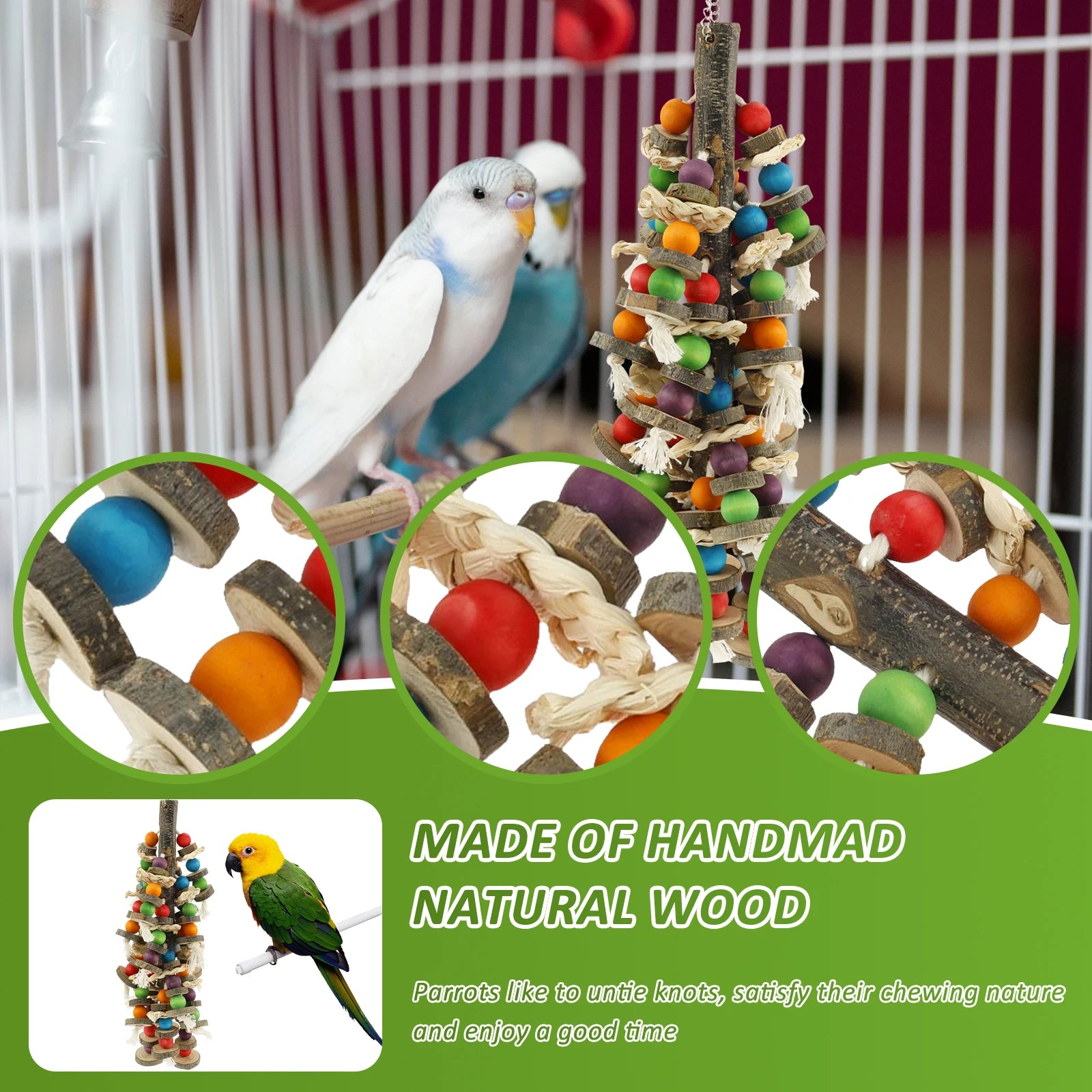 Colorful Wooden Parrot Chewing Toy