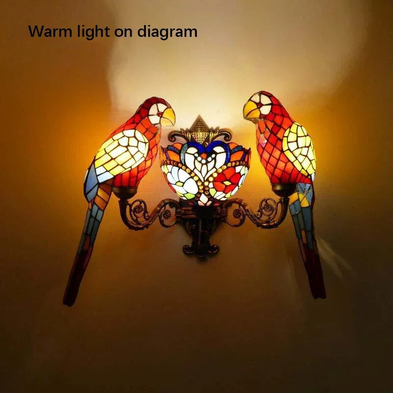 Tiffany Stained Glass Parrot Wall Lamp