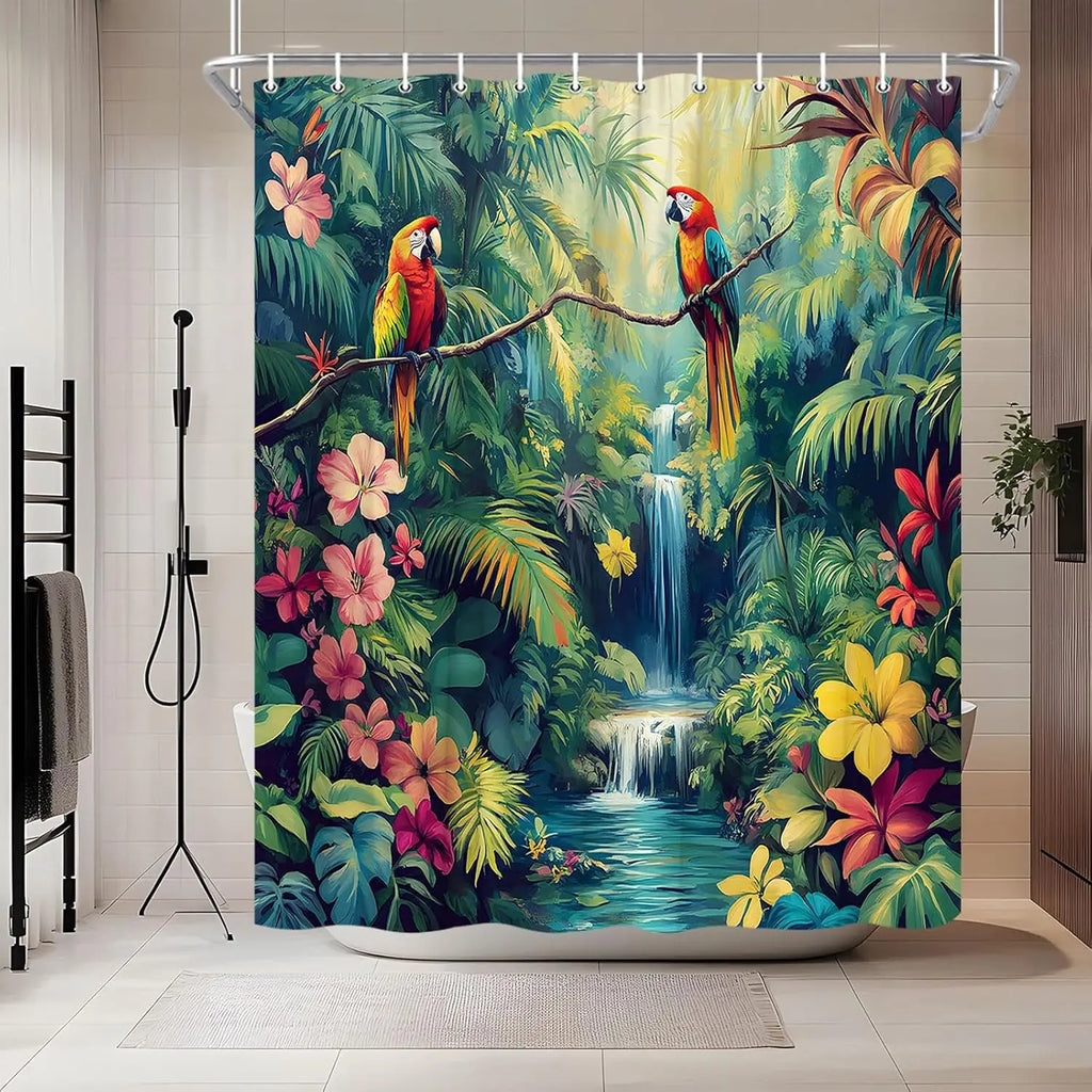 Jungle Parrot Shower Curtain