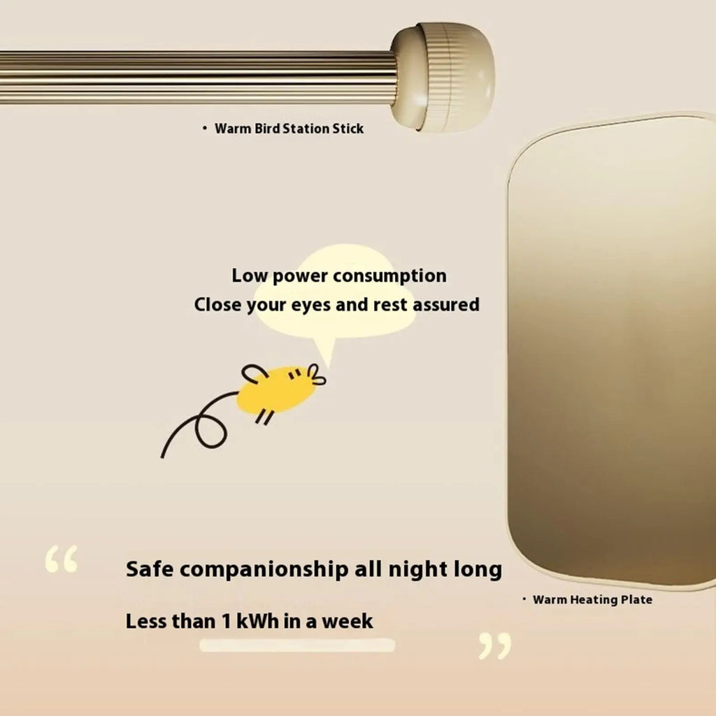 USB Bird Cage Heater with Anti-Bite Perch Stand