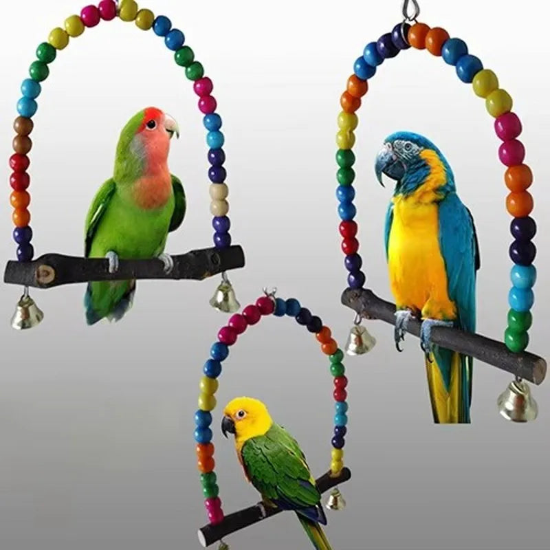 Natural Wooden Bird Swing Toy