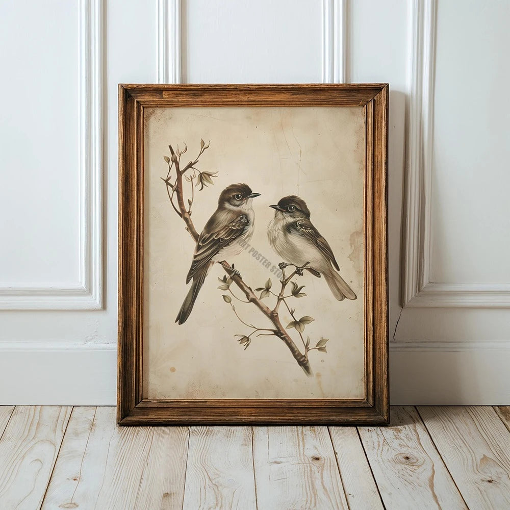 Vintage Bird Art Print - Canvas Poster