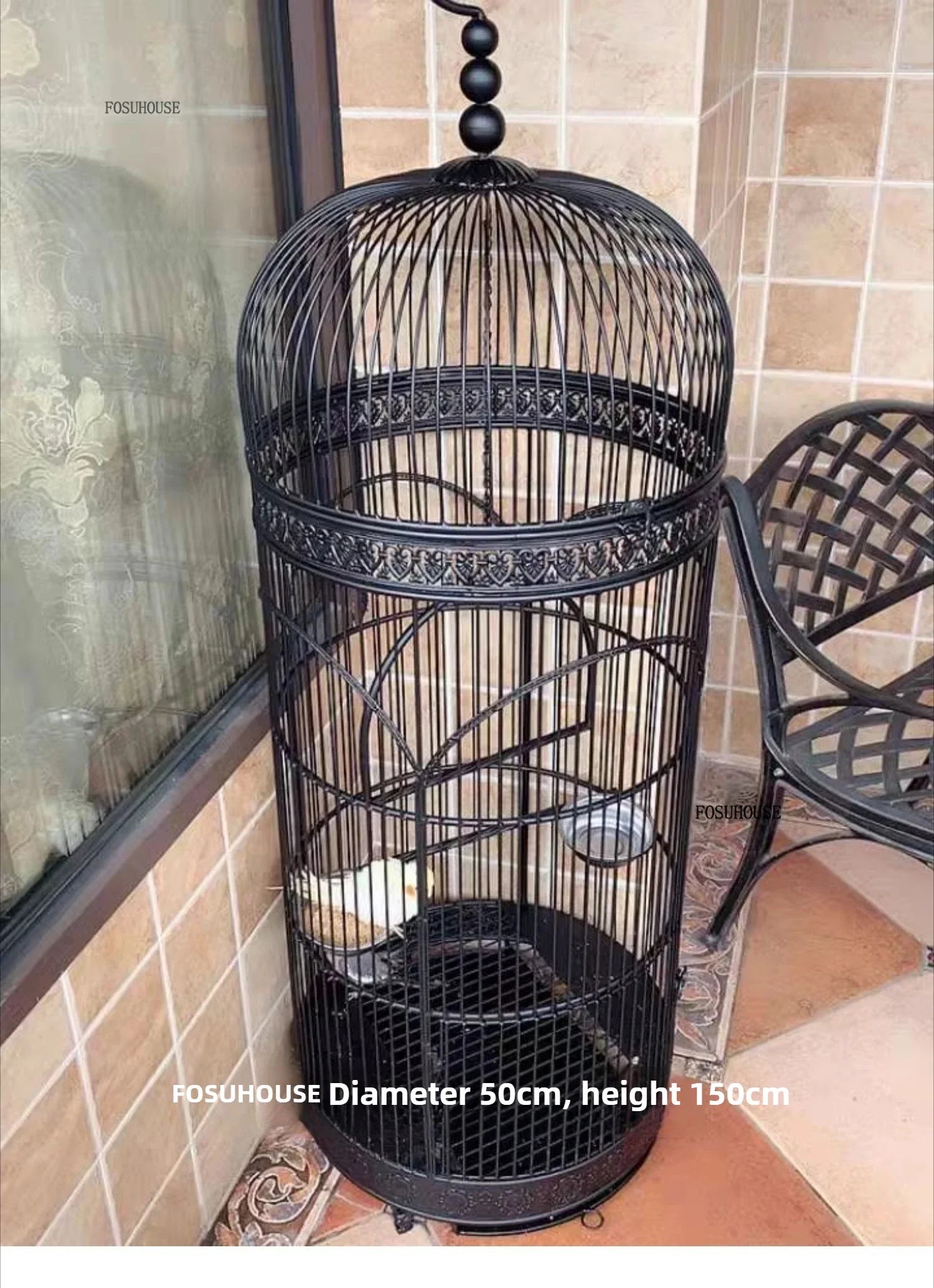Extra Large Iron Cylindrical Cage - European Retro
