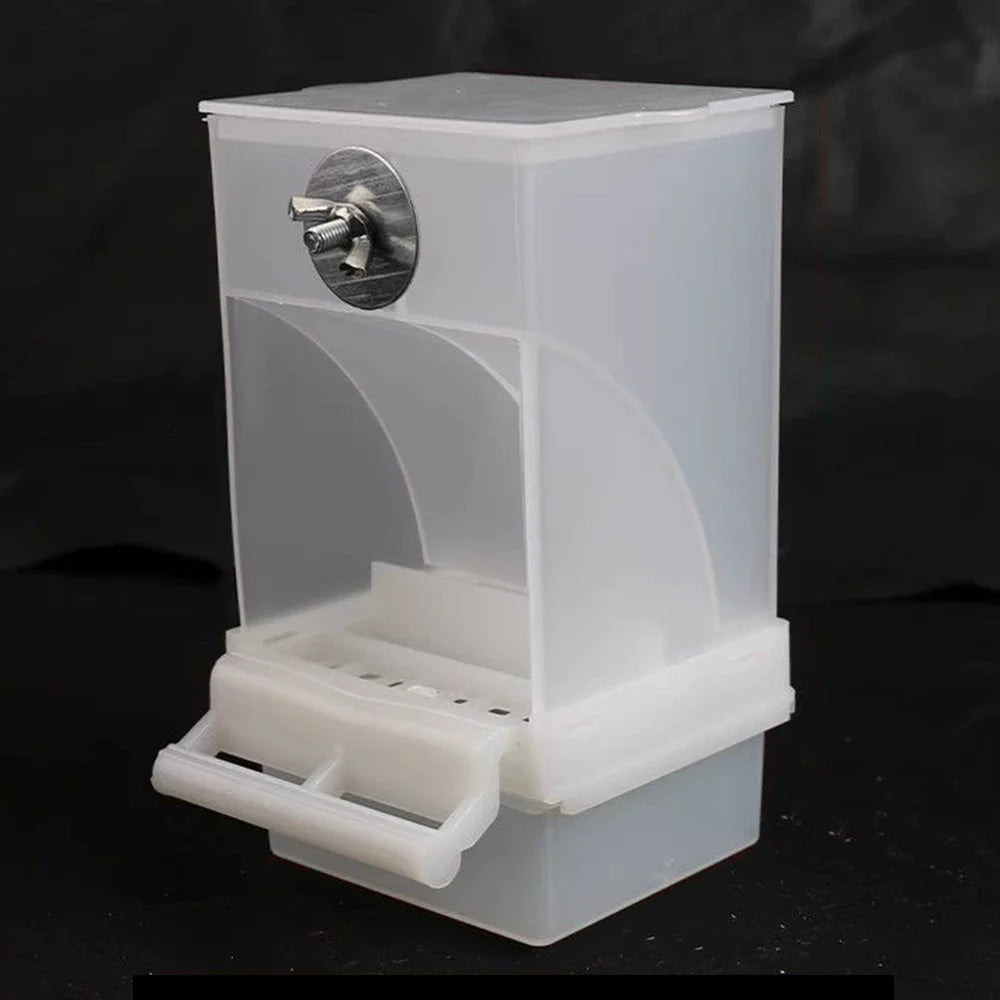 Anti-Spill Parrot Feeder - Clear Bird Food Dispenser