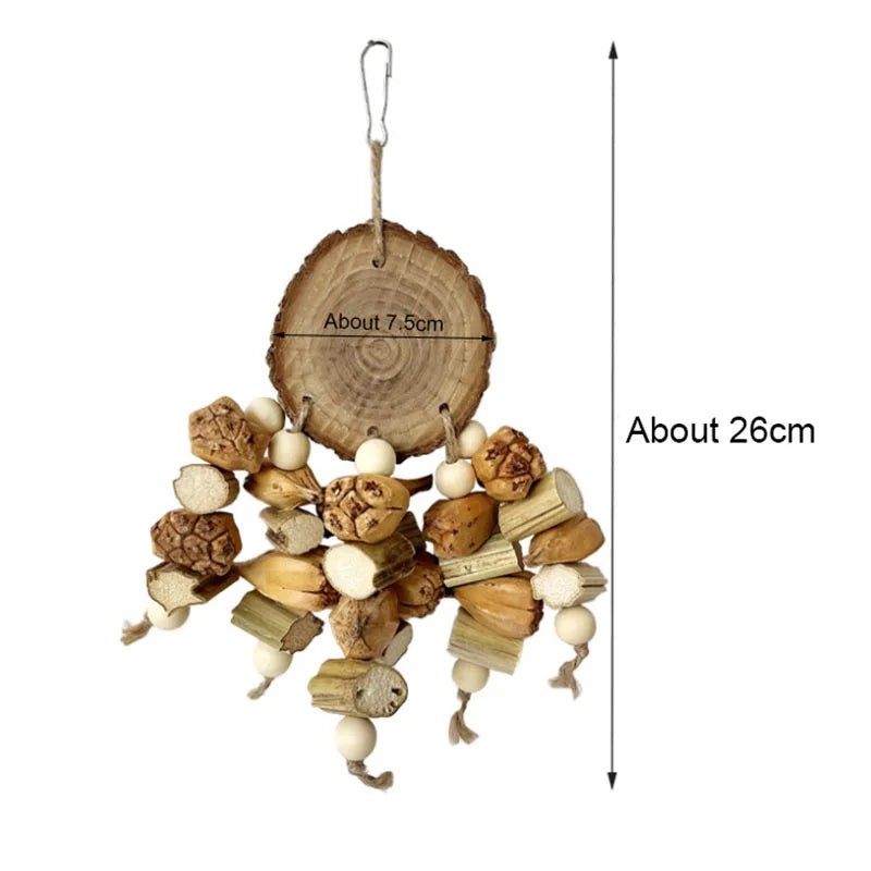 Natural Wood Parrot Swing Toy
