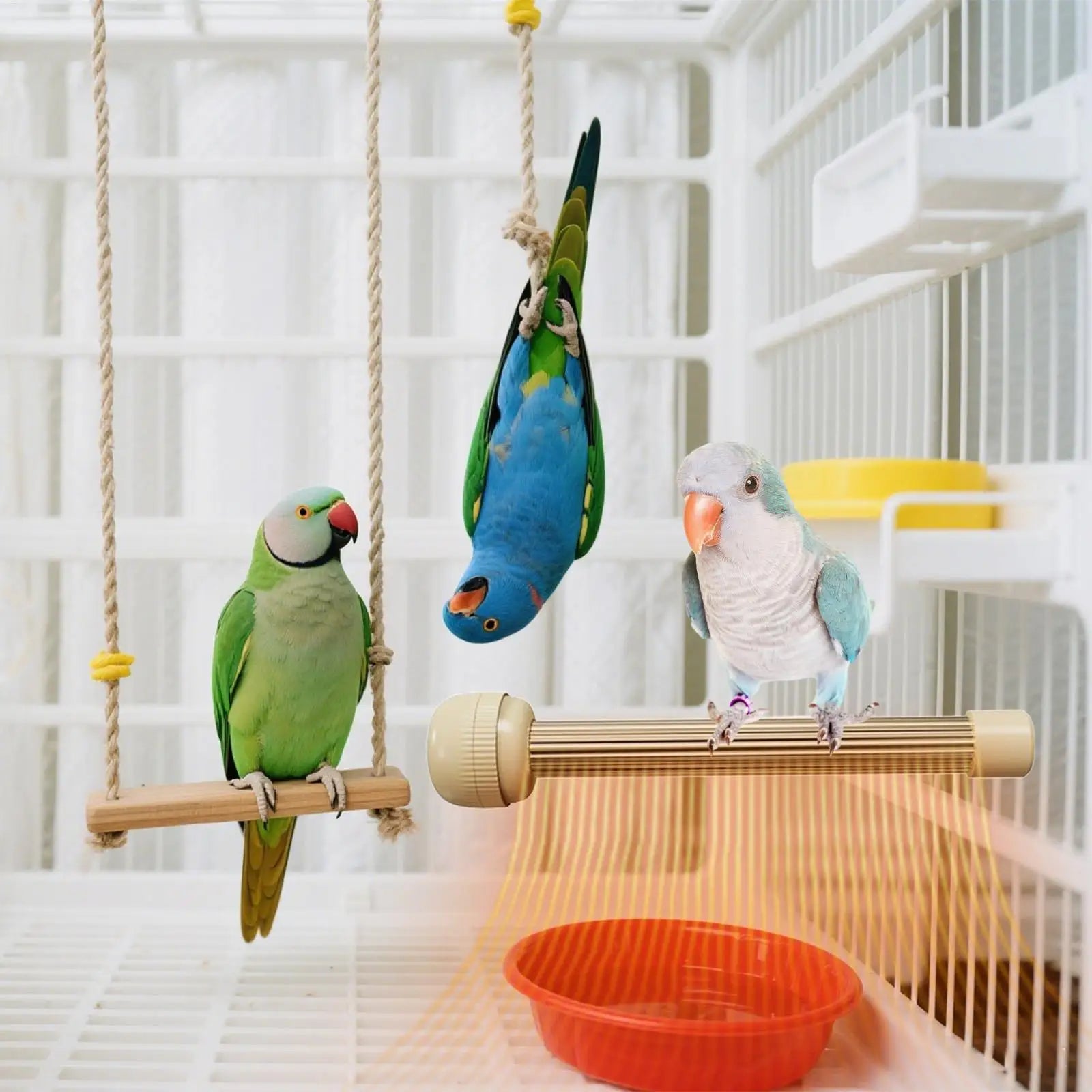 USB Bird Cage Heater with Anti-Bite Perch Stand