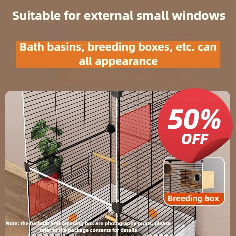 Luxury Parrot Cage with Feeder & Swing