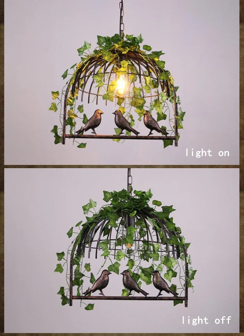 Retro Birdcage Chandelier – Wrought Iron Edison Pendant Light