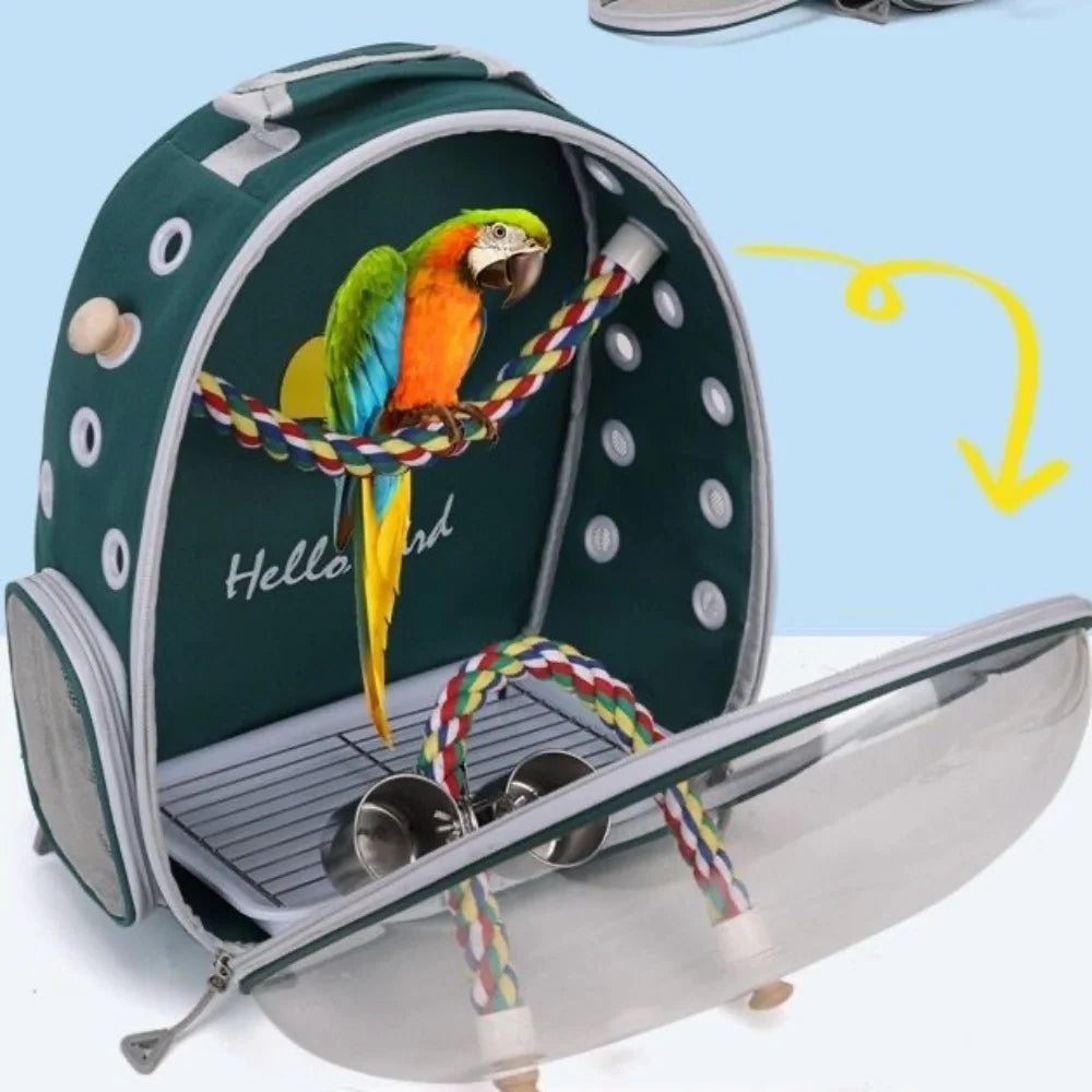 Portable Bird Carrier Backpack with Perch