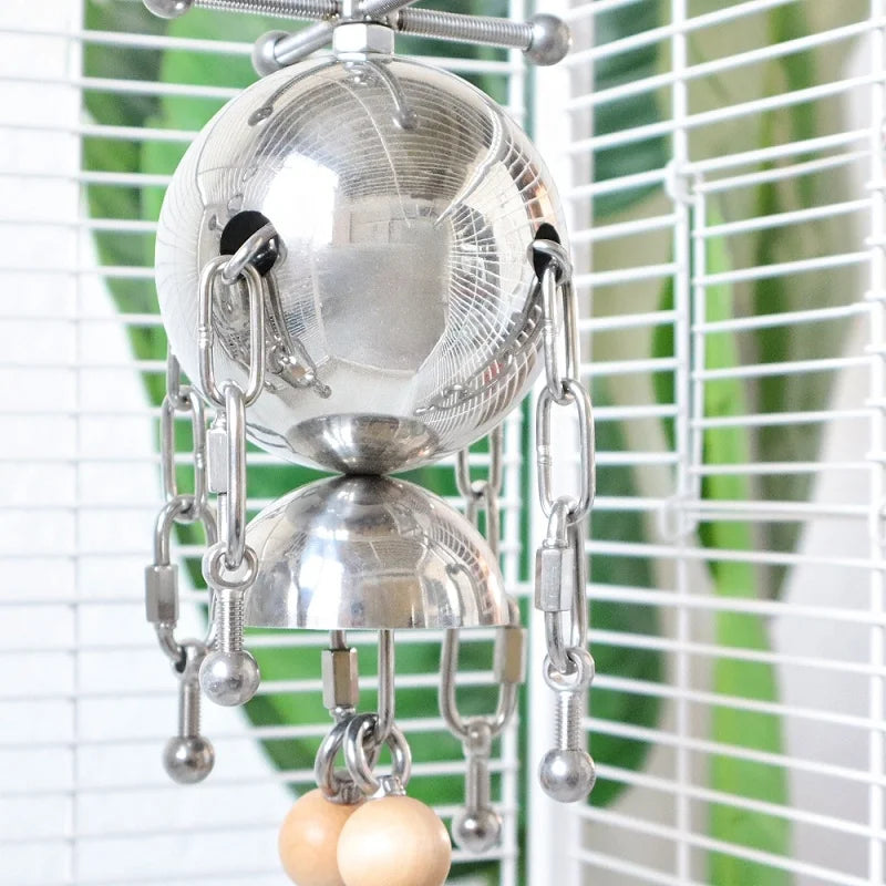 Stainless Steel Parrot Chew & Bell Swing Toy