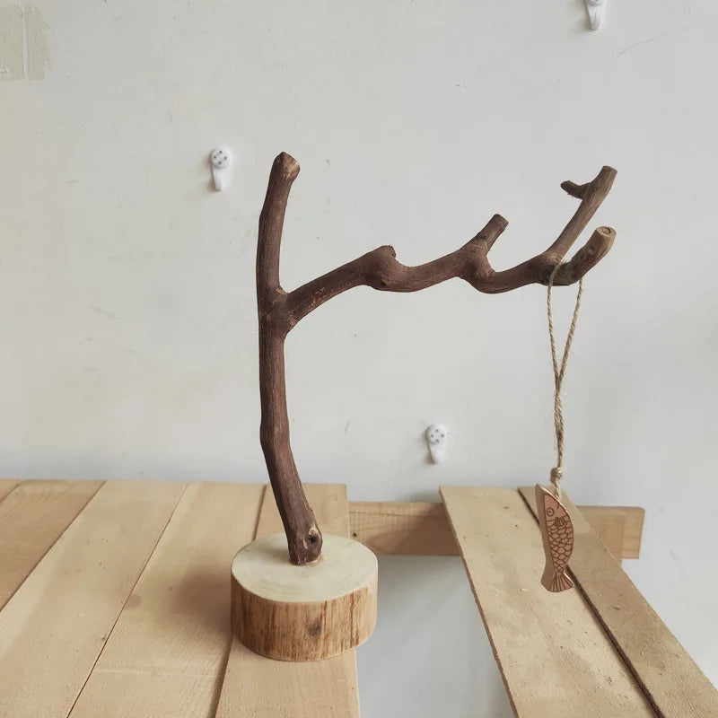 Handmade Wood Branch Display Stand with Tray