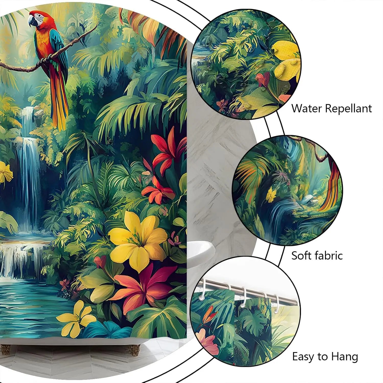 Jungle Parrot Shower Curtain