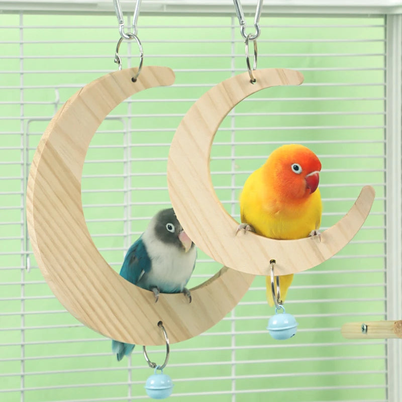 Wooden Mirror Interactive Toy with Perch