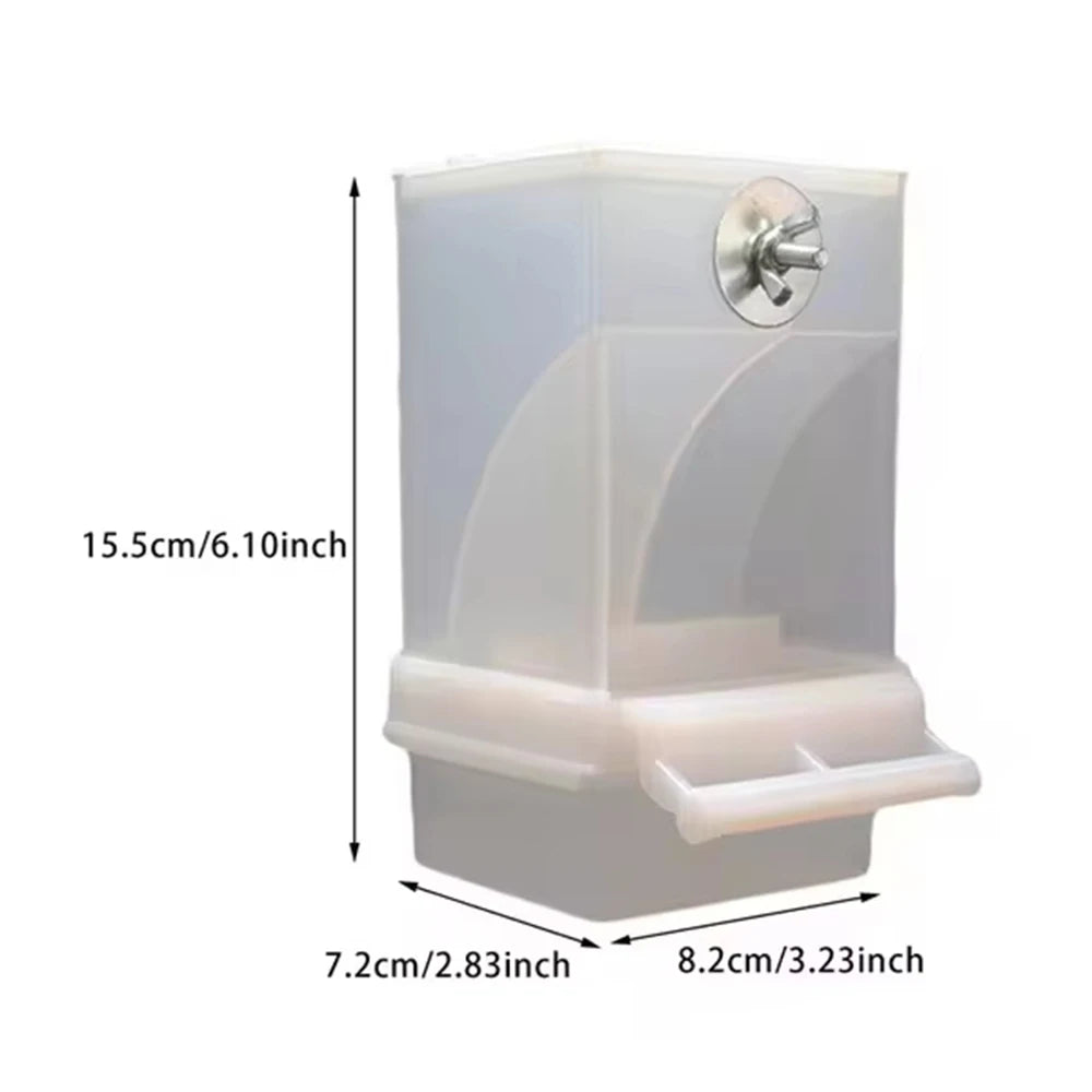 Anti-Spill Parrot Feeder - Clear Bird Food Dispenser
