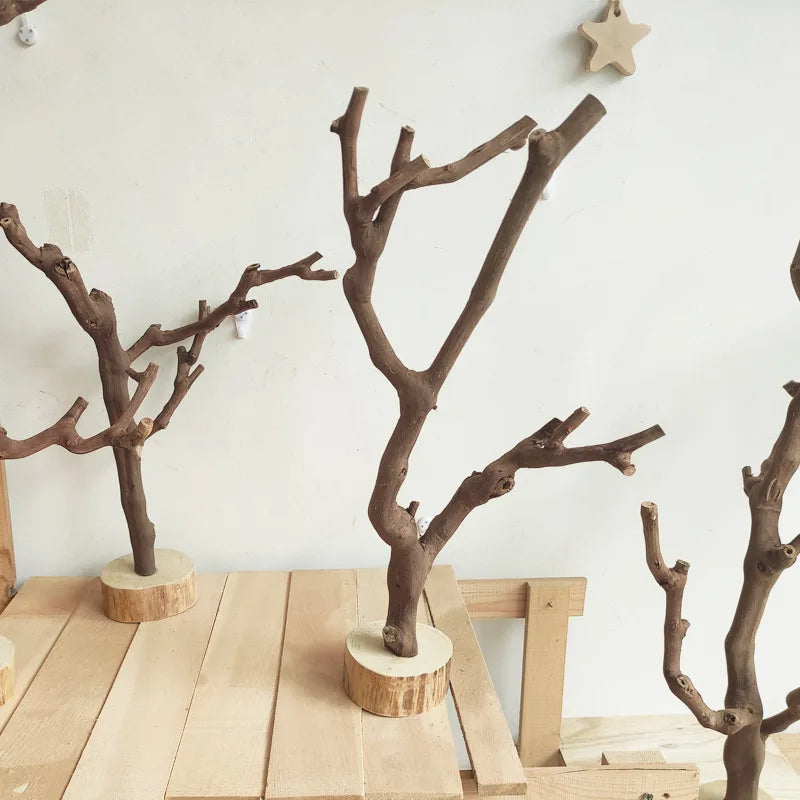 Handmade Wood Branch Display Stand with Tray