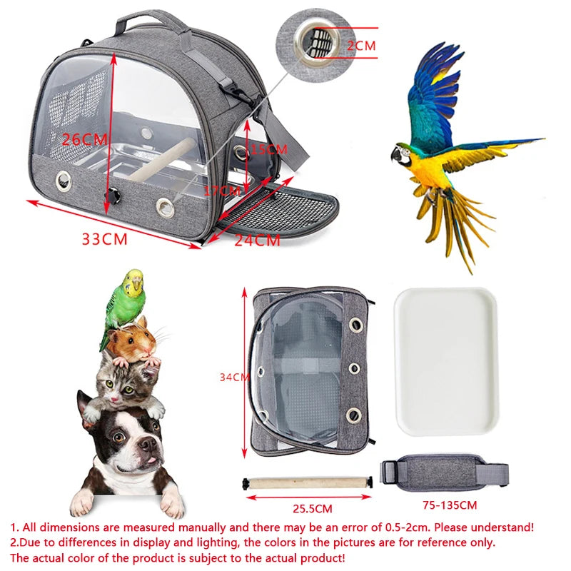 Bird Travel Carrier with Tray - Portable