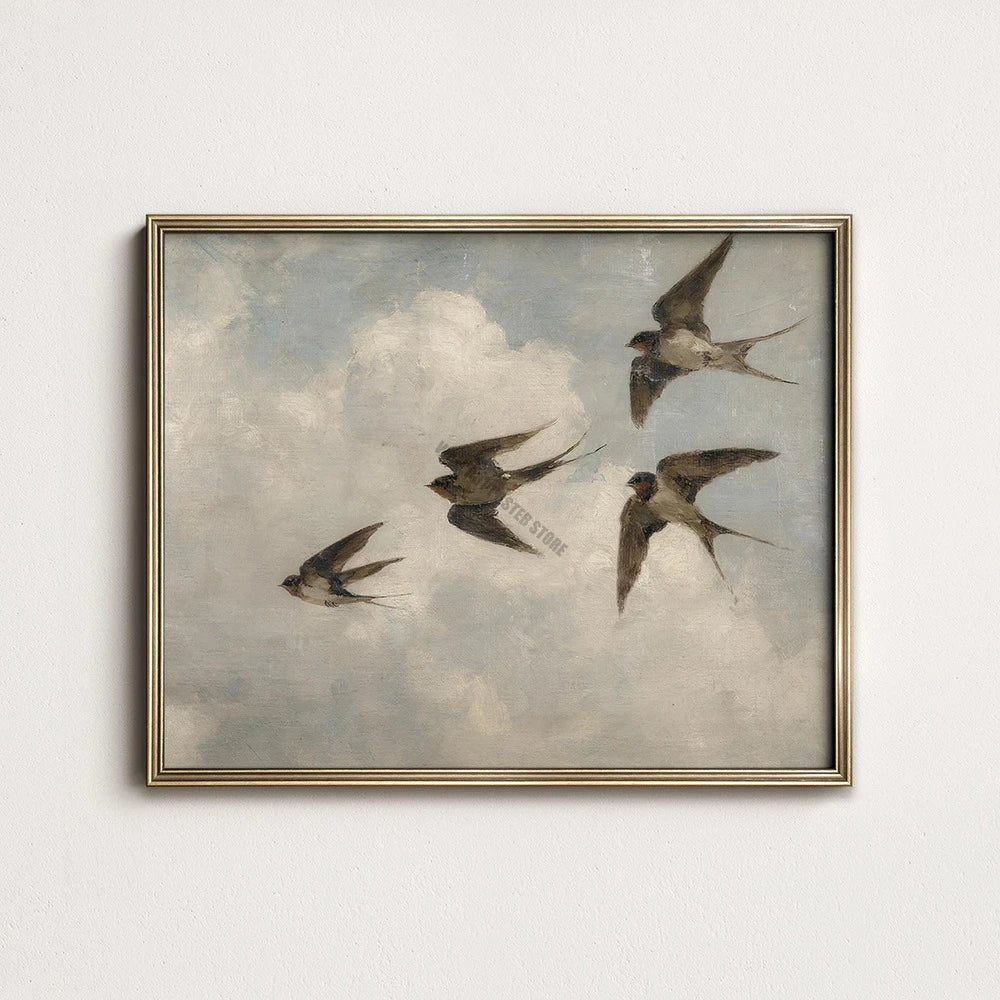 Vintage Bird Art Print - Canvas Poster