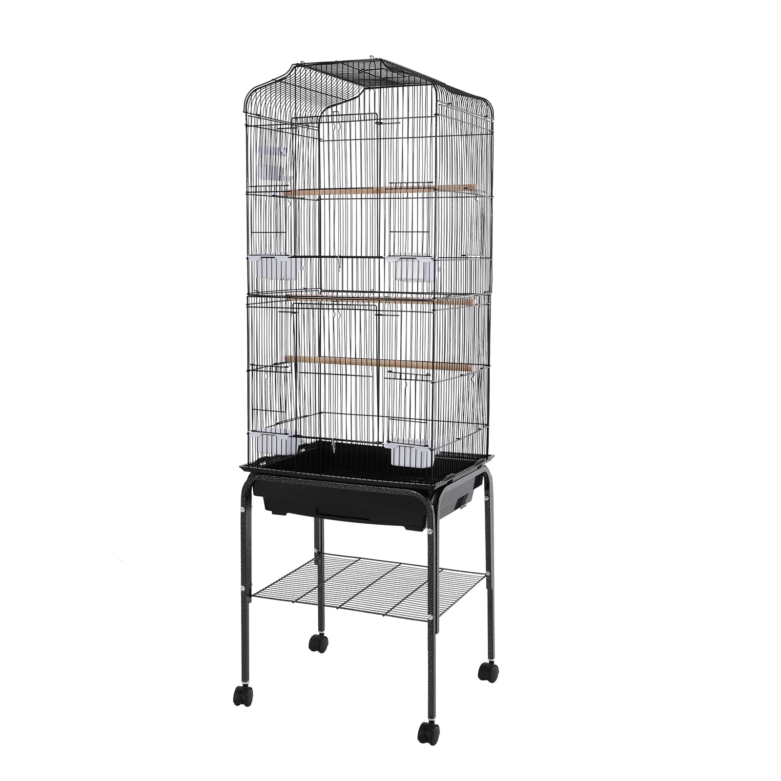 Large Bird Cage with Stand & Wheels - 47x37x137cm