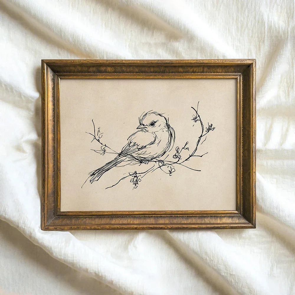 Vintage Bird Art Print - Canvas Poster