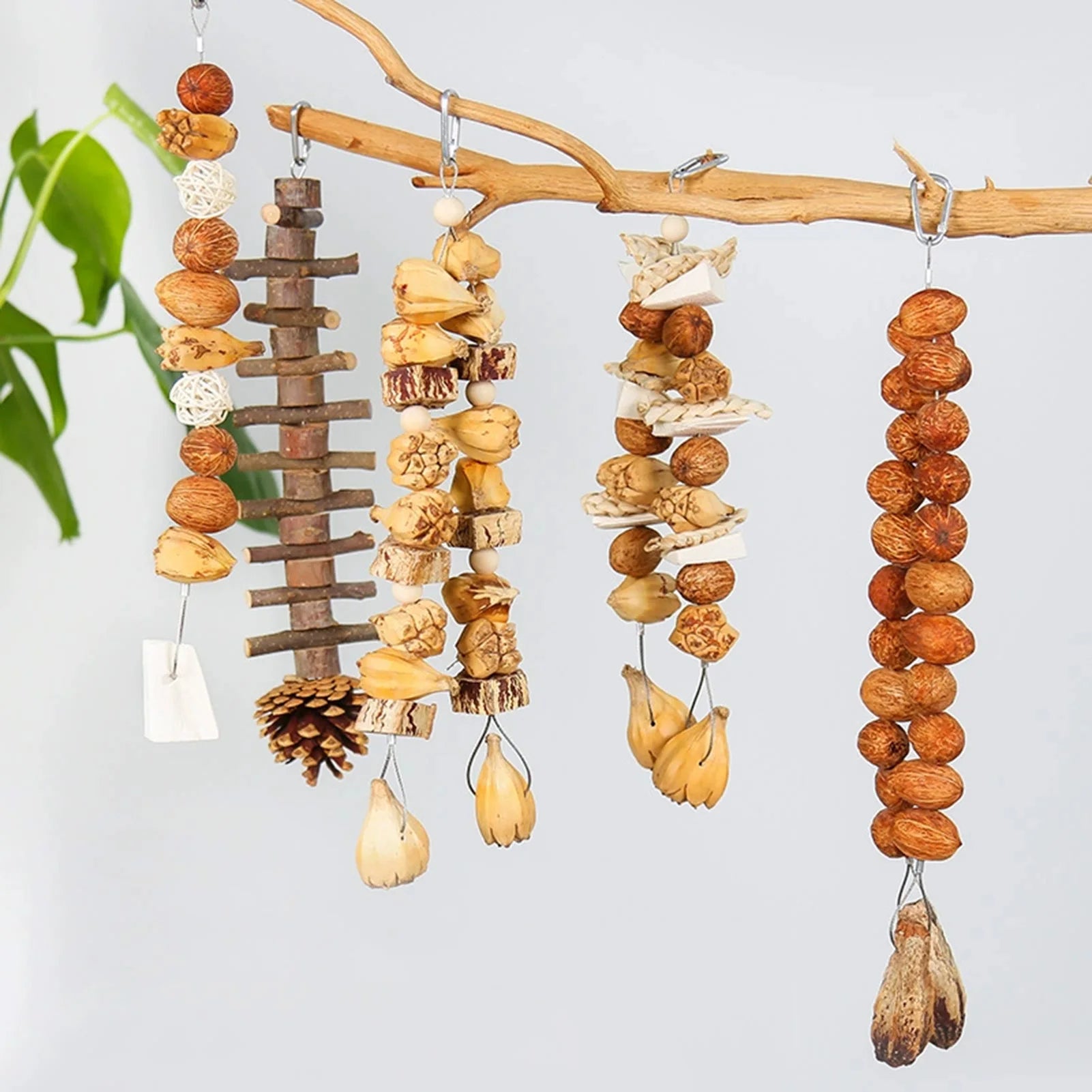 Natural Wood & Cotton Rope Parrot Toy