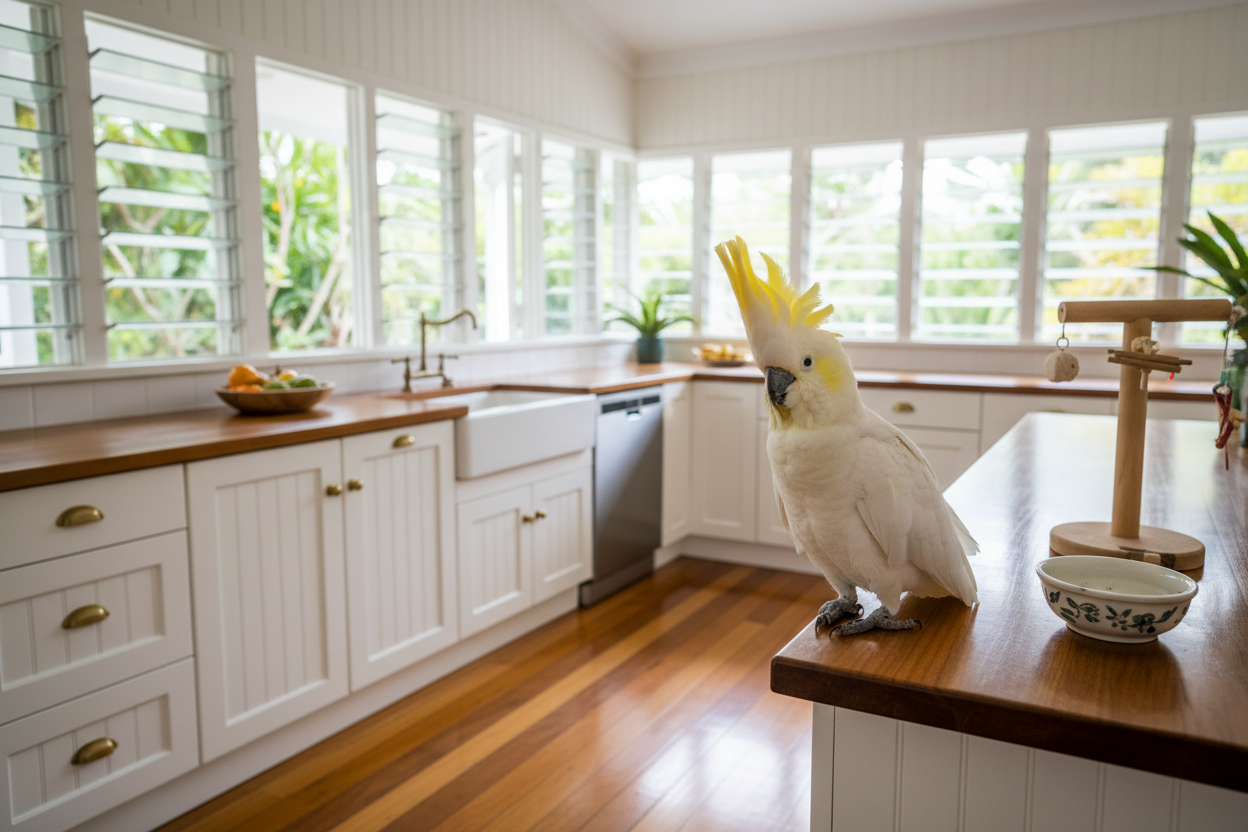 Cockatoo in Queensland Kitchen