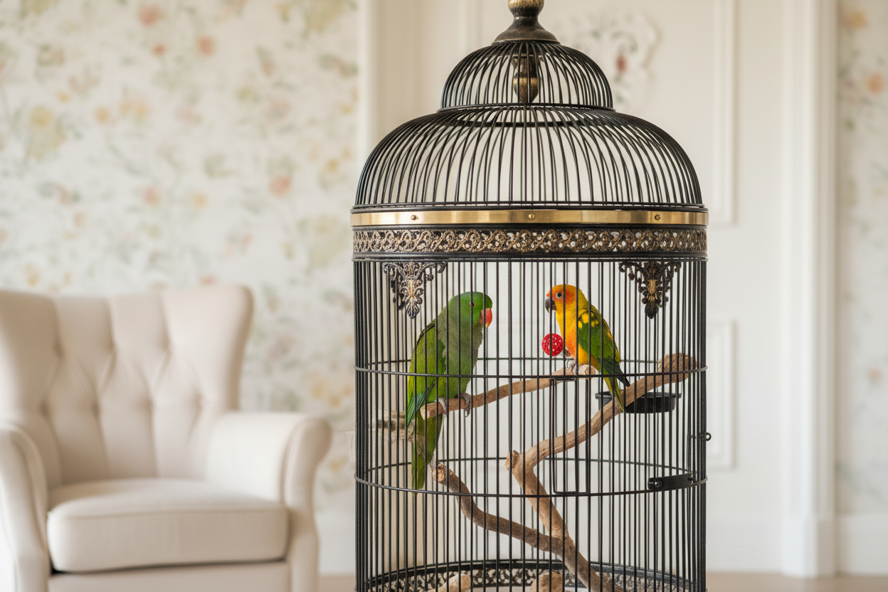 Parrots in Victorian Cage